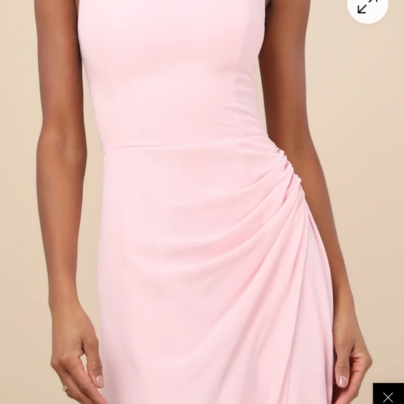 Lulus Glamorous Disposition Light Pink Ruched Maxi Dress - Size L - Picture 4 of 5